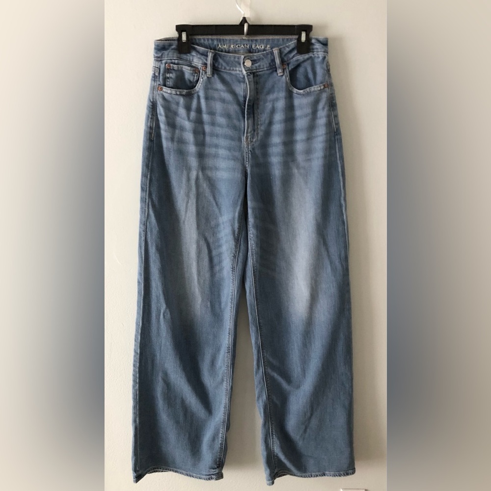 American Eagle Outfitters High Rise Baggy Wide Leg Jeans Long 8 Streetwear